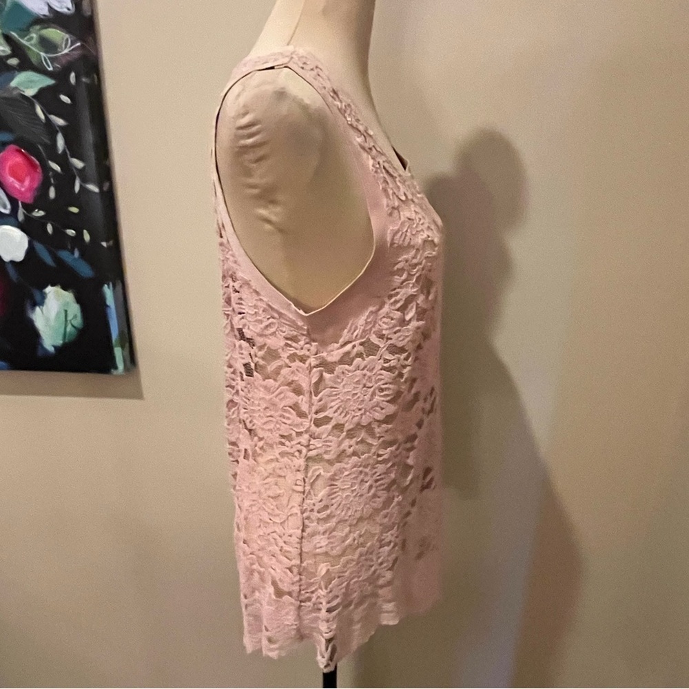 Voice Of California Blush Lace & Suede
Sleeveless Top with lace up back, small - Picture 3 of 7